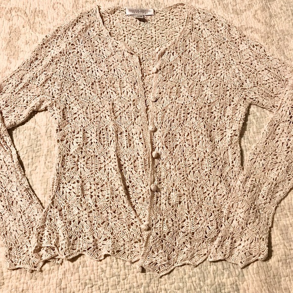 Valerie Stevens- pure linen natural color boho weave sweater Small - Picture 9 of 13